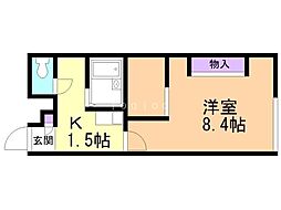 レオパレスプレミール 1Kの間取図画像