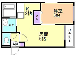 メゾンクー・ドゥ・クール4 1LDKの間取図画像