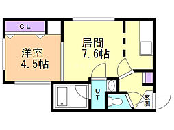 ブランノワール華 1DKの間取図画像