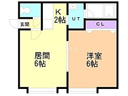 メゾンドリョウ 1LDKの間取図画像