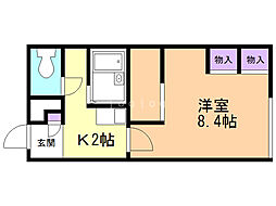 レオパレスメゾンド伏古 1Kの間取図画像
