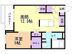 R-finoN17 1LDKの間取図画像