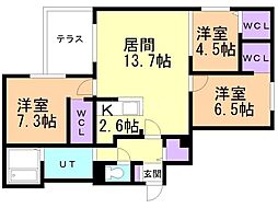 札幌市東区北十三条東5丁目マンション 3LDKの間取図画像