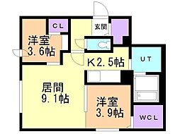 札幌市東区北十六条東10丁目マンション 2LDKの間取図画像