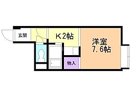 ハイムはせ川 1DKの間取図画像
