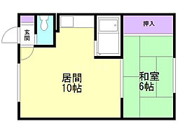 第2コーポ佐々木 1LDKの間取図画像