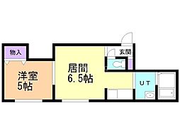 イーストサイドルームズ 1DKの間取図画像