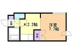 プレサント北8条A 1DKの間取図画像