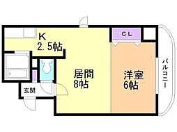 コトン大通中央 8階1LDKの間取り