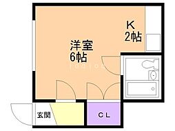 センターハイツ3−4 1階1Kの間取り