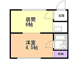 円山パークマンション 1DKの間取図画像