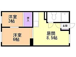 内藤パレス 2LDKの間取図画像