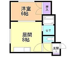 パークレジデンス鶴 3階1DKの間取り