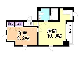 札幌市営東西線 西18丁目駅 徒歩2分の賃貸マンション 8階1LDKの間取り