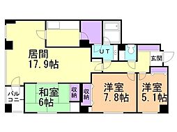 ヴィルヌーブ円山公園 8階3LDKの間取り