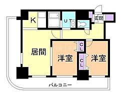 ティアラタワー中島倶楽部 2LDKの間取図画像