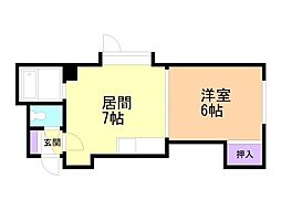 リアルコートマツミ 1DKの間取図画像