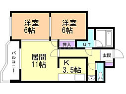 メゾンド・ブーケパーク 2LDKの間取図画像