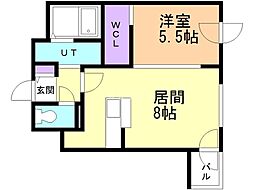 エアフォルク植物園 3階1LDKの間取り