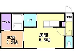 Ｈａｒｎｅｓｓ南6条 4階1DKの間取り