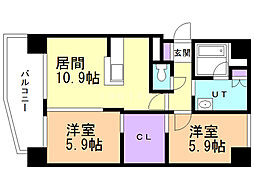 ラフィネ桑園 4階2LDKの間取り