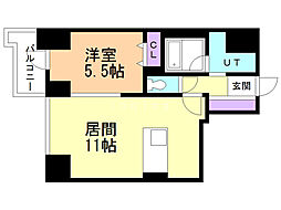 マストライフ南4条 3階1LDKの間取り