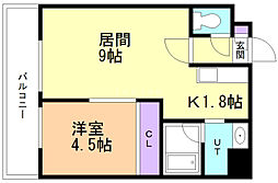 セントポーリア拾番館 6階1LDKの間取り