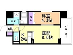 エンバシープレイス 7階1LDKの間取り