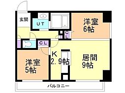 ＫＤＸレジデンス南三条 7階2LDKの間取り