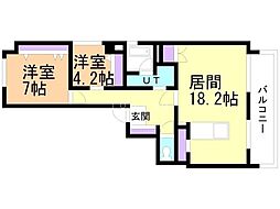 ヴォーネン伏見 2LDKの間取図画像