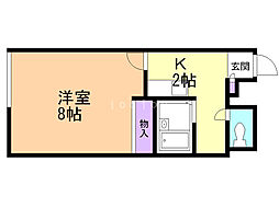 レオパレスメゾン　山鼻 104 1階1Kの間取り