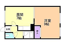 コーポ中野 1DKの間取図画像