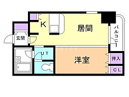 サンシャインシティ弐番館 1DKの間取図画像