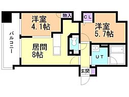 ラ・クラッセ札幌大通ウエスト 2LDKの間取図画像