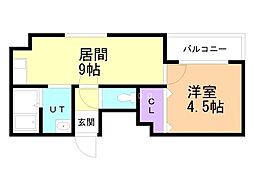 インペリアルエバー中島公園2 1LDKの間取図画像