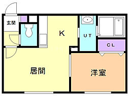 サンドリーム西出 1LDKの間取図画像