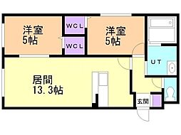 GEResidence西線 2LDKの間取図画像