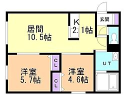 ロワ・クラッセ 2LDKの間取図画像