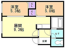 ハイデンス4-13 2LDKの間取図画像