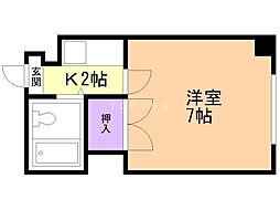 メモリー8・12 1Kの間取図画像