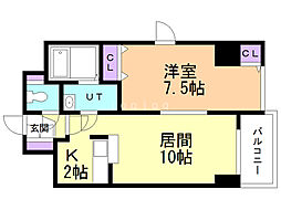ビーンズコート 1LDKの間取図画像