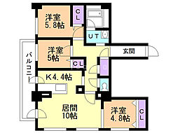 レジデンス709C 3LDKの間取図画像