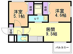 プロヴィデンス北円山 2LDKの間取図画像