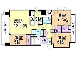 シティタワーズ円山B 3LDKの間取図画像