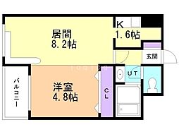 ハウスオブリザ南9条 1LDKの間取図画像