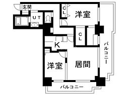 パシフィックタワー札幌 2LDKの間取図画像