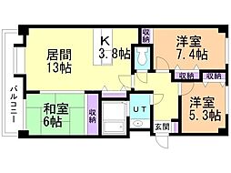 オリエンタルコートオートモ 3LDKの間取図画像
