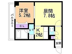 ISグランデ札幌 1LDKの間取図画像