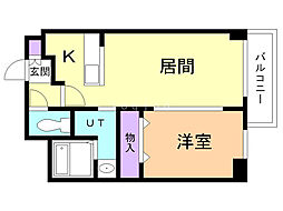 オリオンコート 1LDKの間取図画像