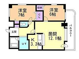 インペリアル山鼻 2LDKの間取図画像